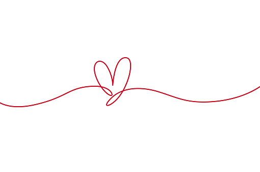 Happy Valentine's Day, heart shape mono line. Continuous line icon on white background.
