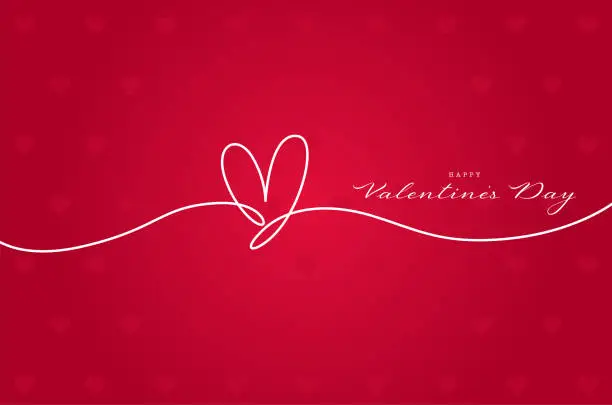Vector illustration of Happy Valentine's Day, heart shape outline. Continuous line icon.