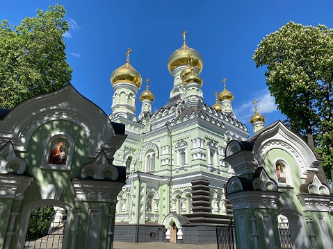 Entrance to  St. Nicholas Cathedral in Pokrovskyi Monastery, Kyiv Ukraine.