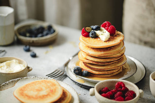 istock Homemade pancakes served on breakfast table 1938207055