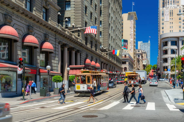 Traffic in Powell Street in Union Square on November 12, 2023 in San Francisco, California, USA