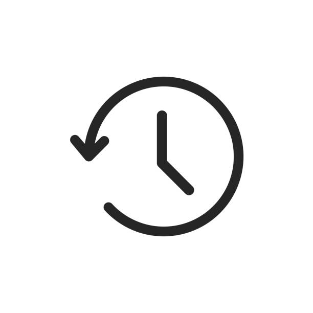 ilustraciones, imágenes clip art, dibujos animados e iconos de stock de reloj aislado con icono de flecha circular - el pasado