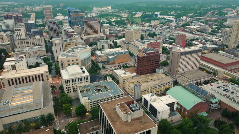 Downtown district of Richmond in Virginia, USA with high office buildings. American travel destination