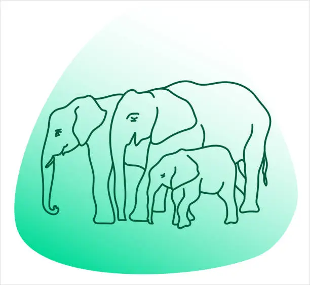 Vector illustration of Elephant Family Green