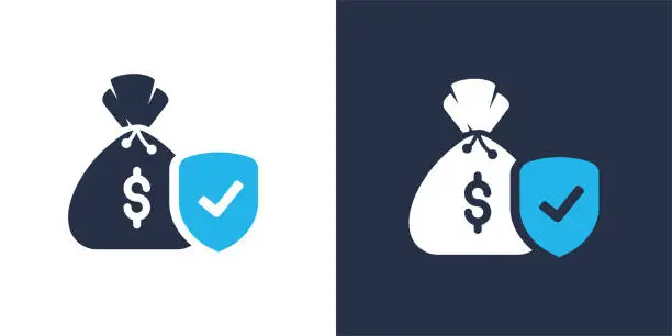 Vector illustration of Money protection. Solid icon that can be applied anywhere, simple, pixel perfect and modern style.