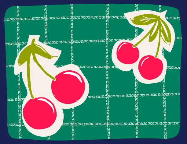 Vector illustration of Minimalist Cherries Poster