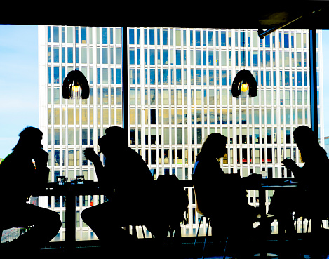 People inside cafe. Stockholm downtown, Sweden, Europe.