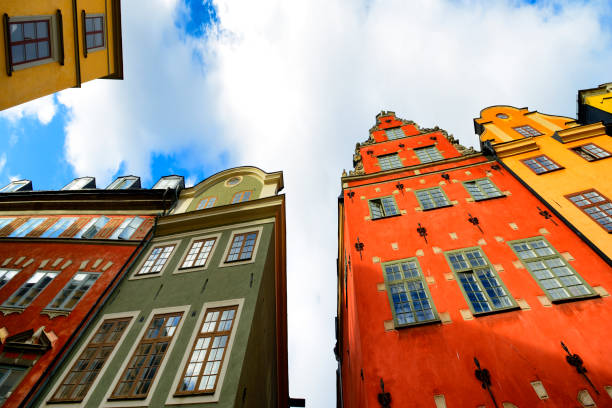 Buildings at historic Stortorget, the iconic landmark plaza on Gamla Stan in the heart of Stockholm, Sweden.