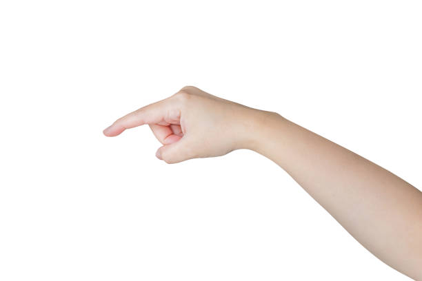 istock female hand touching or pointing to something isolated on white background 1938534773