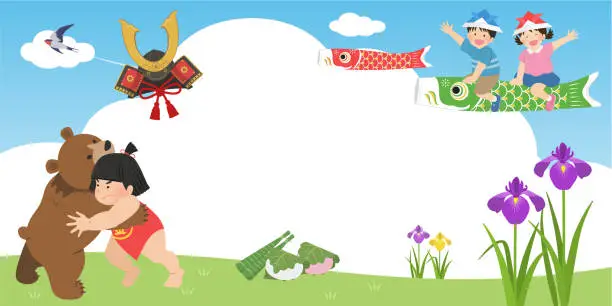 Vector illustration of Fun children's day image_banner background_frame (2:1)