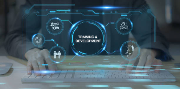 istock Training and development, human resource management concept. Enhancing employee skills, knowledge and competency. Designing training programs, employee onboarding, providing professional development. 1938635430