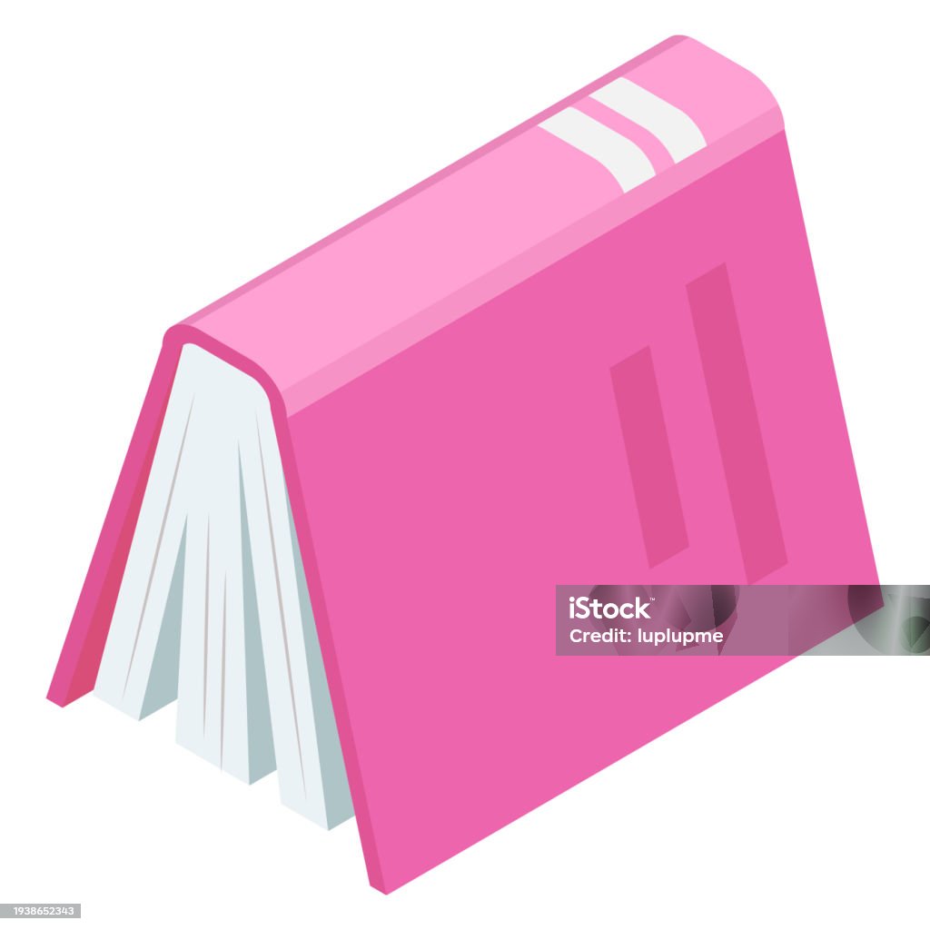 Pink Textbook Pink Book Vector Illustration Placed Diagonally Simple Flat Design ...
