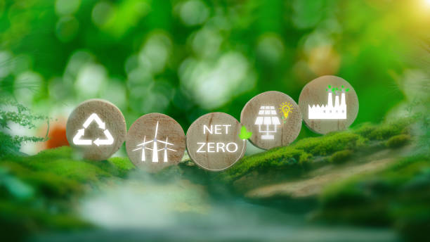 istock Net zero and carbon neutral concept.Wooden block with Net Zero icons, energy, conservation, recycling. Global warming. Environmentally sustainable corporate development. world environment day 1938653923