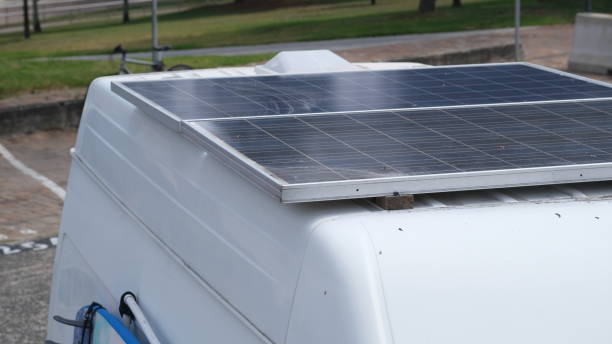 istock Solar power panel for electric sunlight power on a car. 1938661344