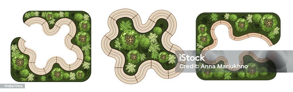 Bench In Plan View Top View Elements For The Landscape Design Plan Benches With Trees For ...