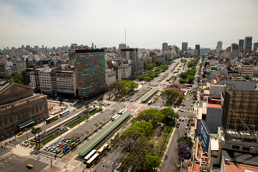 Aerial view of downtown district in the daytime,  Buenos Aires
