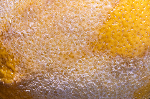 Macro shot of lemon that has been zested.