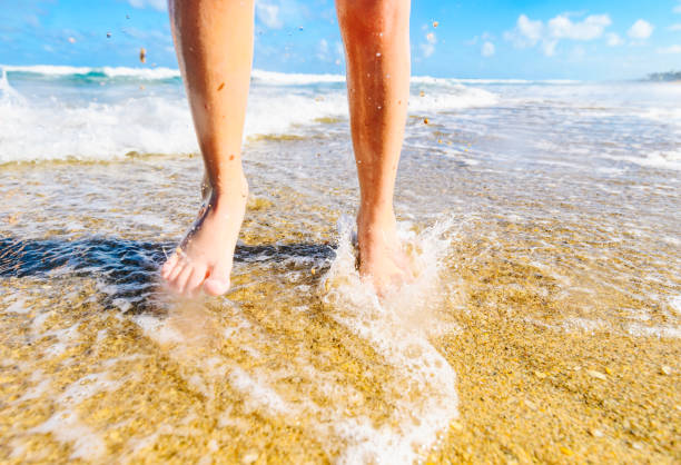 istock Splashing feet motion and water on an idyllic beach 1938750149