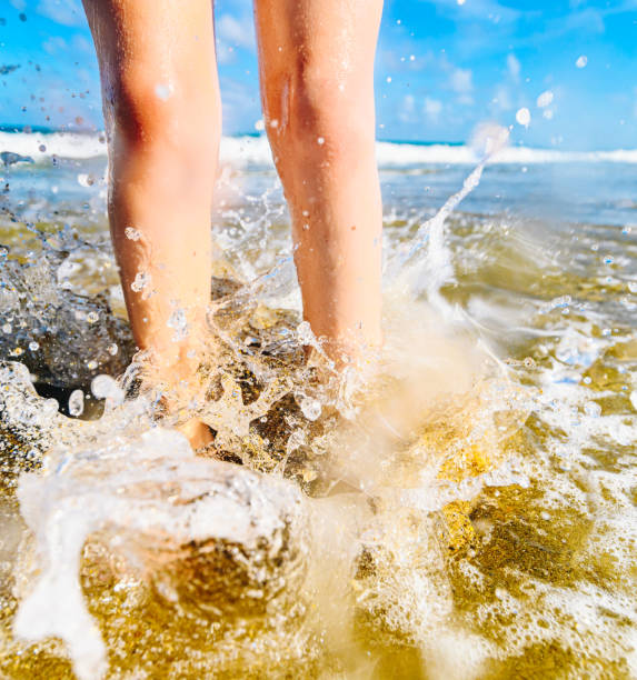 istock Splashing feet motion and water on an idyllic beach 1938750151