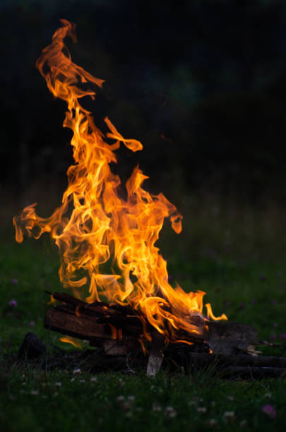 istock A campfire with the grance flame at dusk. 1938752744