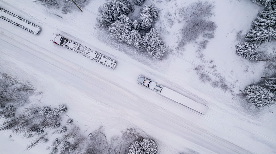 Truck road snow storm