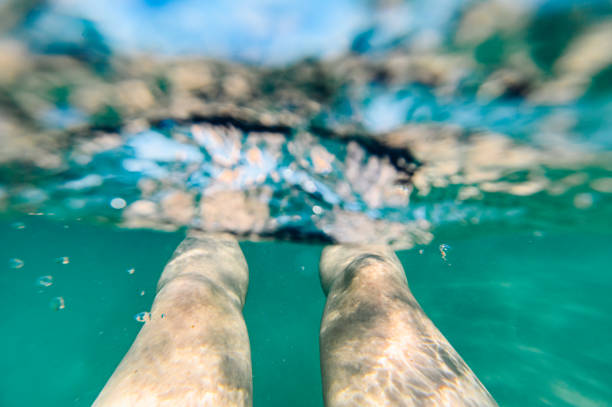 Personal perspective, woman floating in the ocean