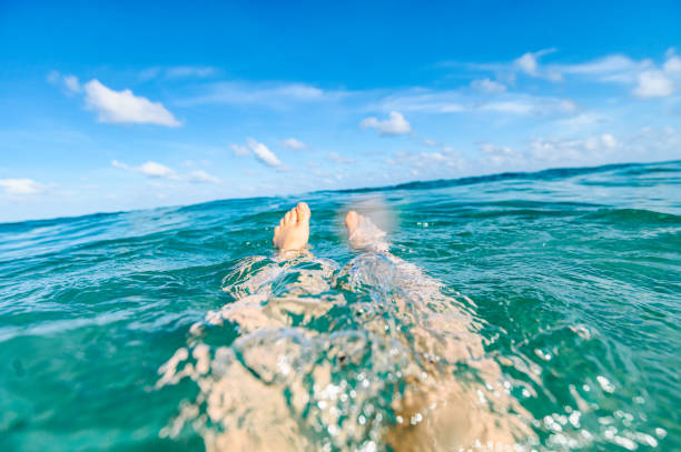 istock Floating in the sea, personal perspective legs underwater 1938793439