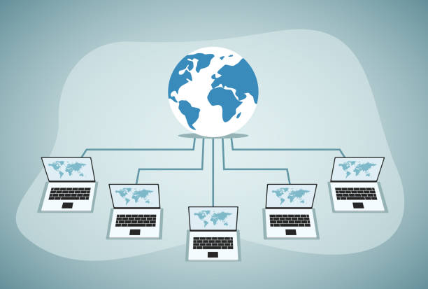 グローバルインターコネクト、グローバル通信ネットワーク。iotの - network connection plug network server computer cable wireless technology点のイラスト素材／クリップアート素材／マンガ素材／アイコン素材