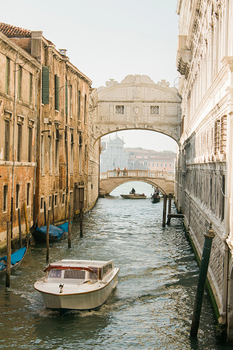 Sunny Day at the Bridge of Sighs in Venice in Venice, Veneto, Italy