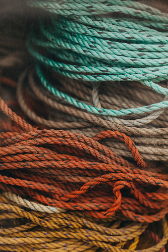 Colorful Fisherman Ropes in Maine in Mount Desert, Maine, United States