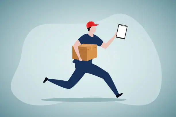 Vector illustration of Expressman is running to deliver the goods.