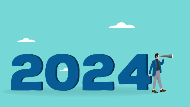 istock illustration of a businessman who will enter 2024 for a better business plan, new plan in 2024, happy new year 1938833468