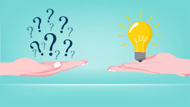 istock solving problems or solutions in business with the concept of a businessman's hand holding a sign which is answered with a light bulb depicting an idea or solution, answer and solution 1938837179