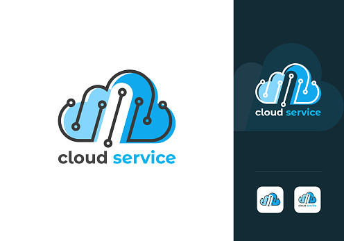It's A Cloud Logo Design Vector Template. It's Modern Abstract AI Based Cloud Server Company Line Art or Outline Design. A Cloud Network or Storage or Broadband or ISP Company Can Use This Logo. App Icon Is Included In This Template.