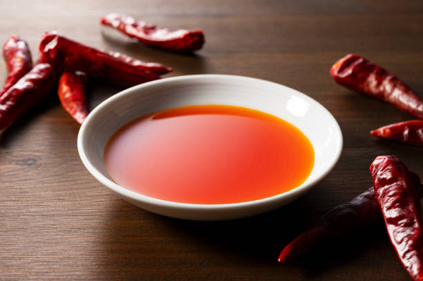 istock Chili Oil in a ceramic dish placed on a wooden background. 1938857793