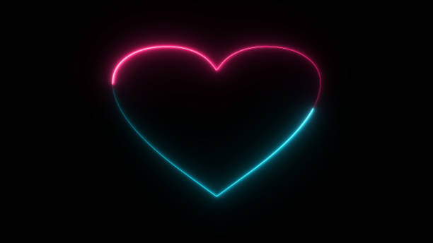 istock Neon heart and glowing borders isolated on a dark background. Blue and red design element for Happy Valentine's Day. 1938883987