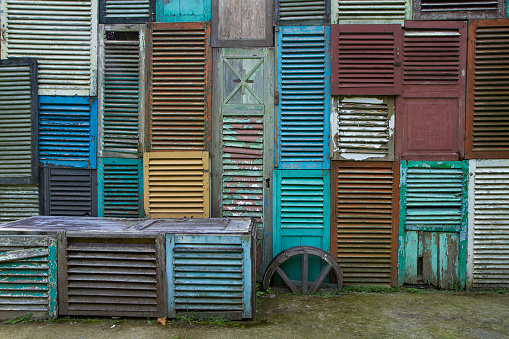 colorfull old wooden windows. texture and background