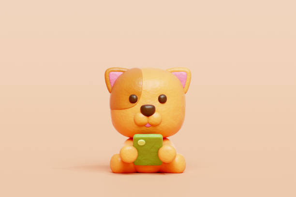 istock 3D cute dog watching on smartphone, Cartoon animal character, 3D rendering. 1938934571