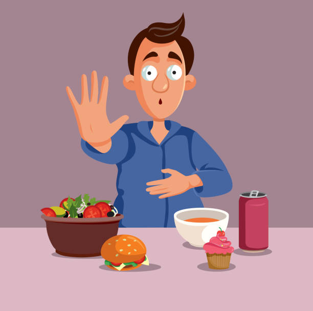 istock Man Feels he Can no Longer Eat Vector Cartoon Illustration 1938934579