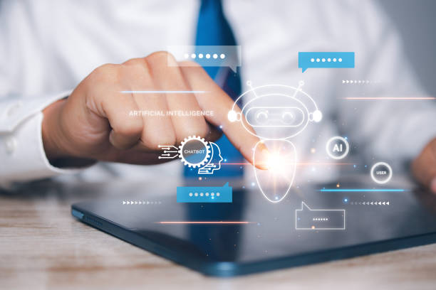 istock AI chatbots communication with business people. AI technology artificial intelligence digital customer service application concept, Mobile application to help customers instantly. 1938940741