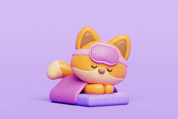 istock 3D cute fox sleeping, Cartoon animal character, 3D rendering. 1938942295