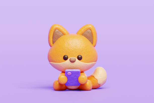 istock 3D cute fox watching on smartphone, Cartoon animal character, 3D rendering. 1938943852