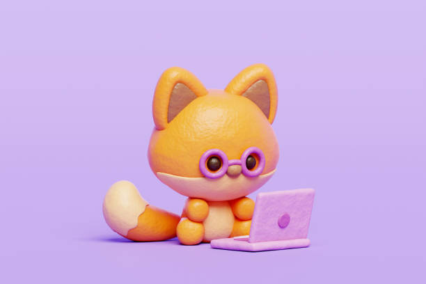 istock 3D cute fox working on laptop, Cartoon animal character, 3D rendering. 1938945415