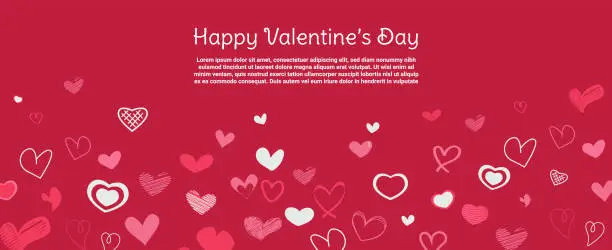 Vector illustration of Valentine's Day card with cute hearts icon symbol