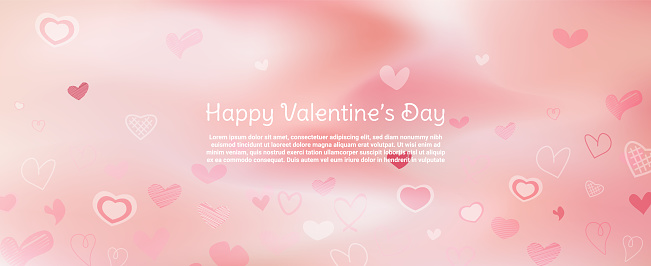 Valentine's Day card with cute hearts icon symbol