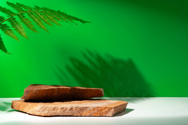 istock Stone display for product against green background 1939014168