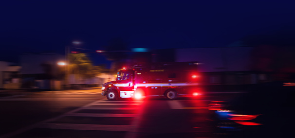 Motion blur speeding ambulance Miami, FL - USA