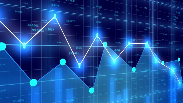 4K financial stock chart,Business tech Data trend hud Graph,Economic node line.