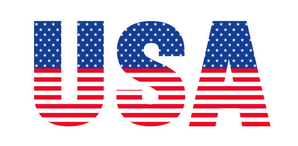 istock USA flag flat style USA alphabet letter font design set. alphabet typography American Flag style. 1939083665