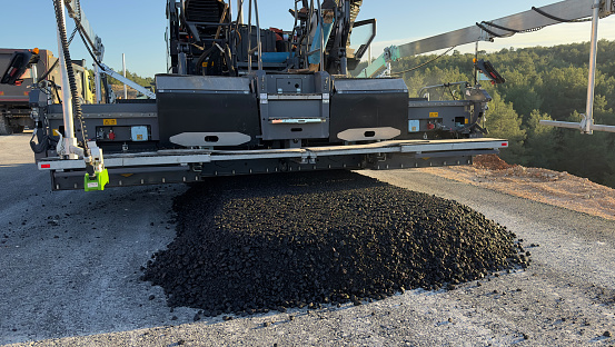 Asphalt paving and road construction, roadworks, New highway road constructions